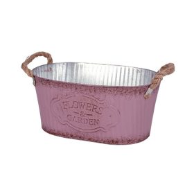   Ovális bádog tál kötél füllel mályva 24x14,5x11cm (Andretta)