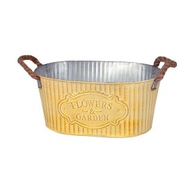   Ovális bádog tál kötél füllel krém 28x18x13cm (Andretta)