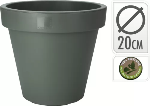 Műanyag cserép 20cm világos szürke