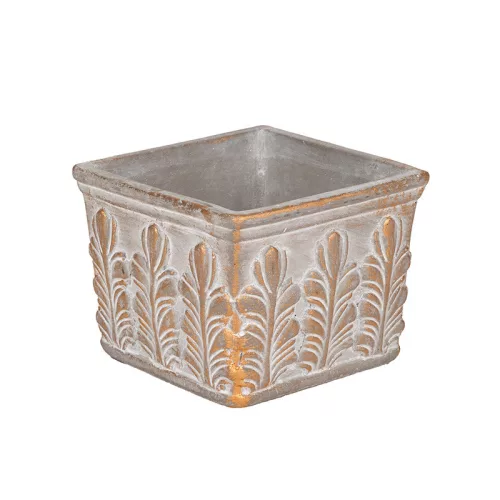 Amber cement kockakaspó szürke-arany 11,5x11,5x9cm