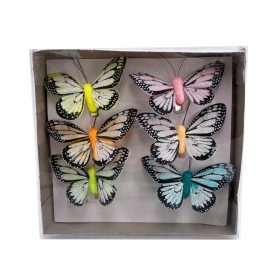 Csipeszes pillangó 7x5cm csillámos 6db-os