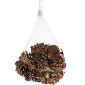 Natúr tobozok és fakéreg zsákban