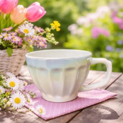   Kerámia bögre gyöngyházfényű mázzal 10x7cm, választható