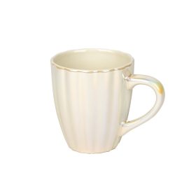 Kerámia bögre gyöngyházfényű mázzal fehér 9x10cm