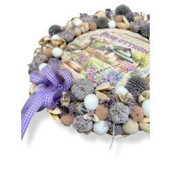   Tavaszi kopogtató szárazvirág terméssel, tavaszi képpel levendula szín 25cm