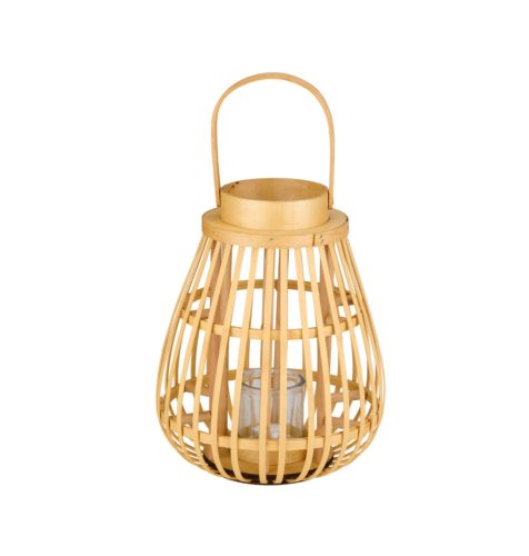 Gyertyatartó lámpás fa 26x26x32cm  natúr